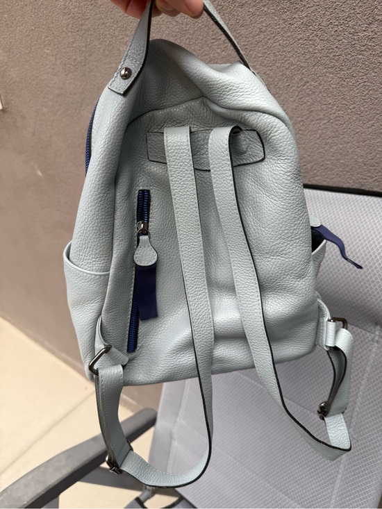 Pierre Cardin Genuine Leather Mini Backpack Blue-Grey Vera Pelle Made in Italy main image 5